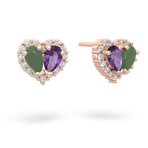 jade-amethyst halo-heart earrings