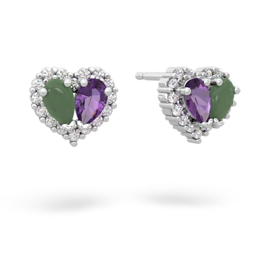 jade-amethyst halo-heart earrings