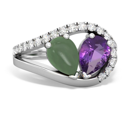 jade-amethyst pave heart ring