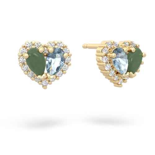 jade-aquamarine halo-heart earrings