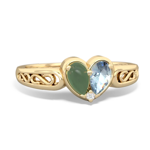 jade-aquamarine filligree ring