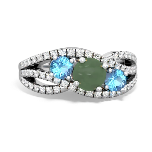 jade-blue topaz three stone pave ring