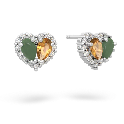 jade-citrine halo-heart earrings