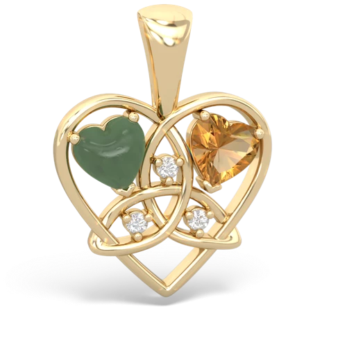 jade-citrine celtic heart pendant