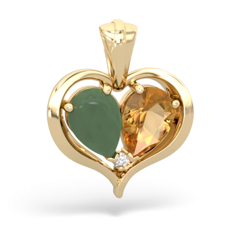 jade-citrine half heart whole pendant