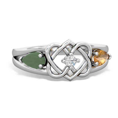 jade-citrine double heart ring