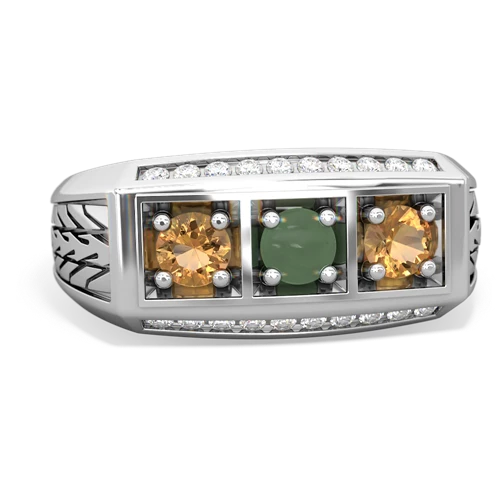 jade-citrine three stone ring