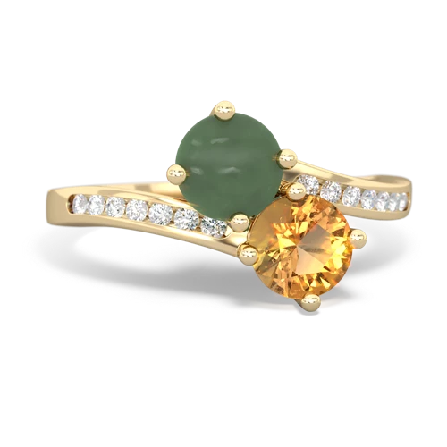 jade-citrine two stone channel ring