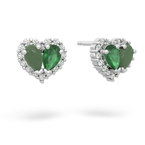 jade-emerald halo-heart earrings