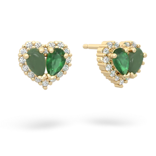 jade-emerald halo-heart earrings