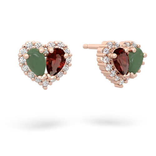 jade-garnet halo-heart earrings