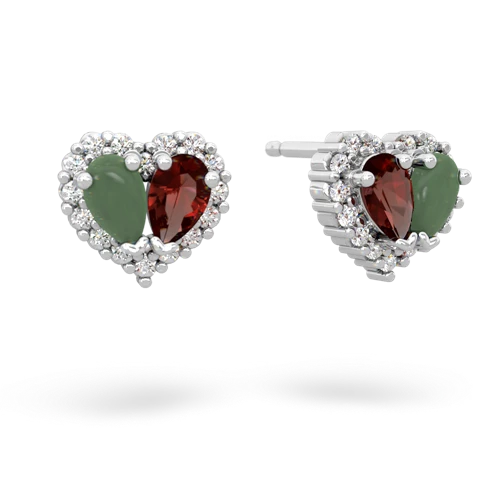 jade-garnet halo-heart earrings