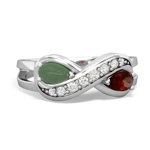 jade-garnet diamond infinity ring