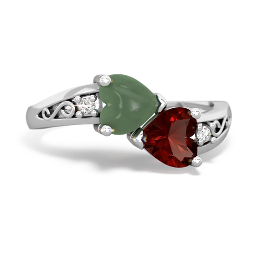 jade-garnet filligree ring