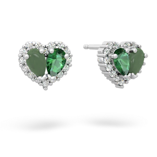 jade-lab emerald halo-heart earrings