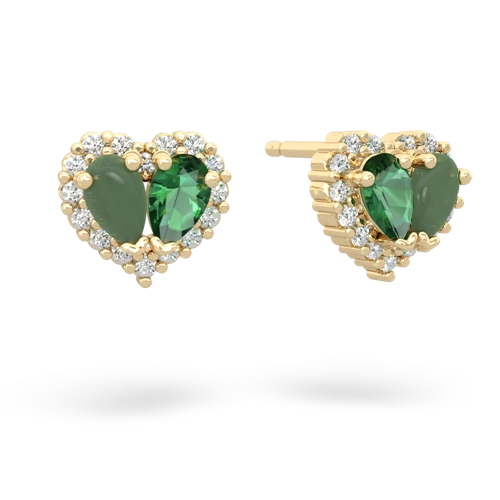 jade-lab emerald halo-heart earrings