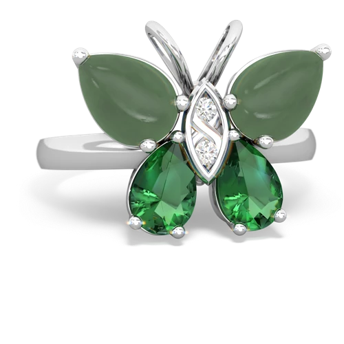 jade-lab emerald butterfly ring