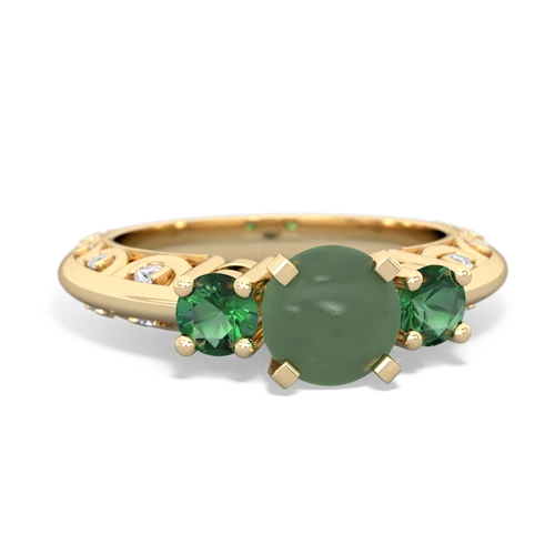 jade-lab emerald engagement ring