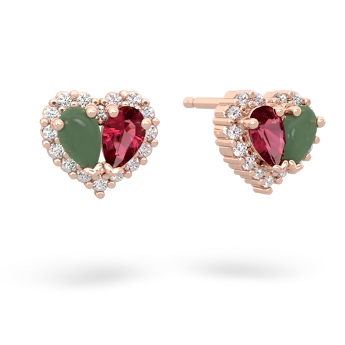 jade-lab ruby halo-heart earrings