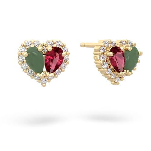 jade-lab ruby halo-heart earrings