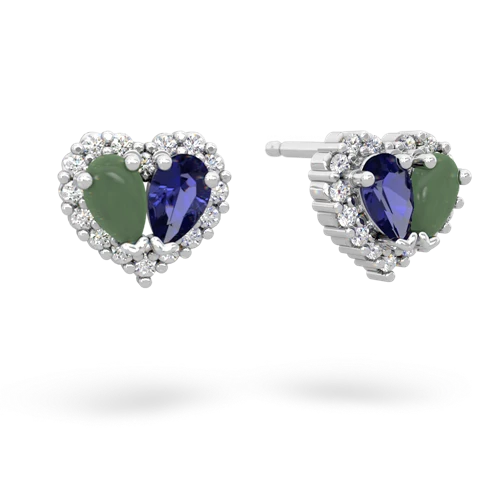 jade-lab sapphire halo-heart earrings