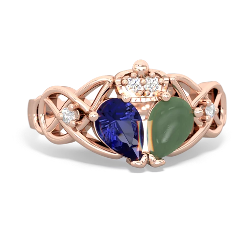 jade-lab sapphire claddagh ring