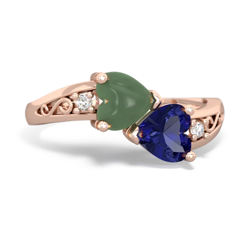 jade-lab sapphire filligree ring