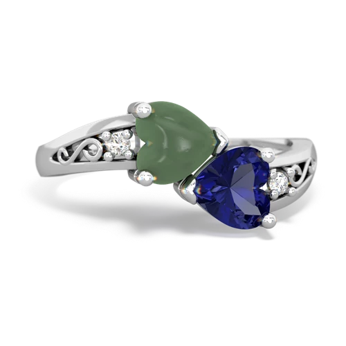 jade-lab sapphire filligree ring