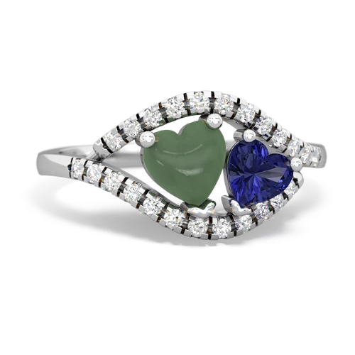 jade-lab sapphire mother child ring