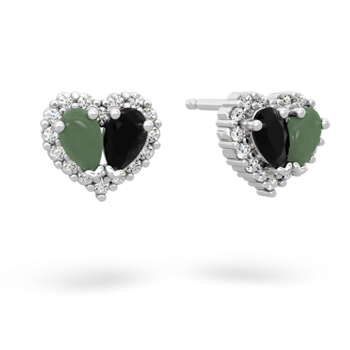 jade-onyx halo-heart earrings