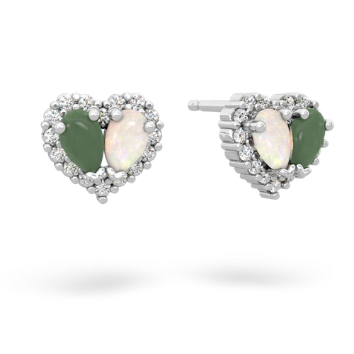 jade-opal halo-heart earrings