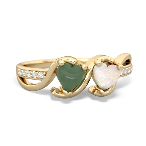 jade-opal double heart ring