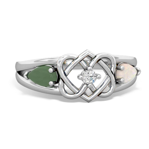 jade-opal double heart ring