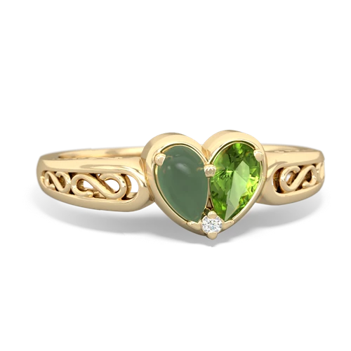 jade-peridot filligree ring