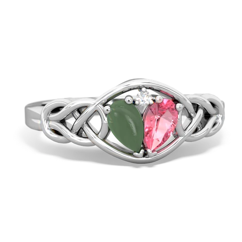 jade-pink sapphire celtic knot ring