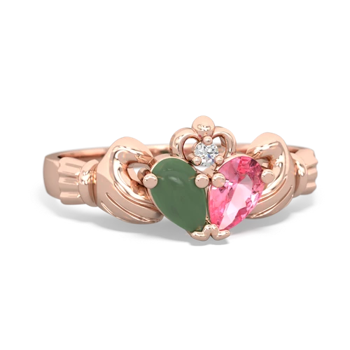 jade-pink sapphire claddagh ring