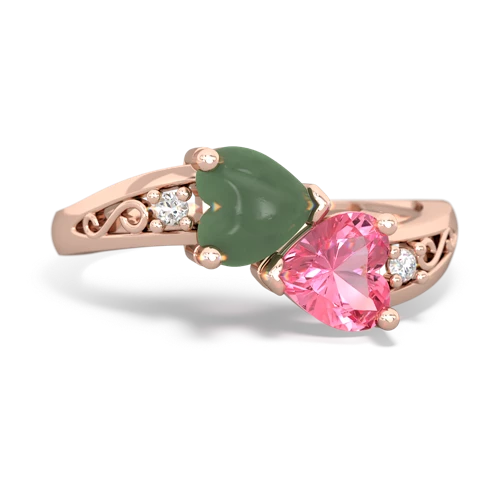 jade-pink sapphire filligree ring