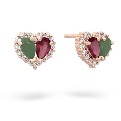 jade-ruby halo-heart earrings