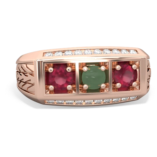 jade-ruby three stone ring