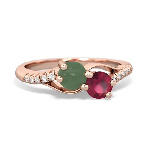 jade-ruby two stone infinity ring