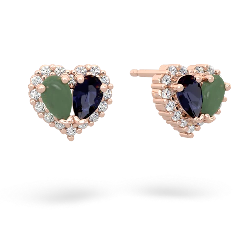 jade-sapphire halo-heart earrings