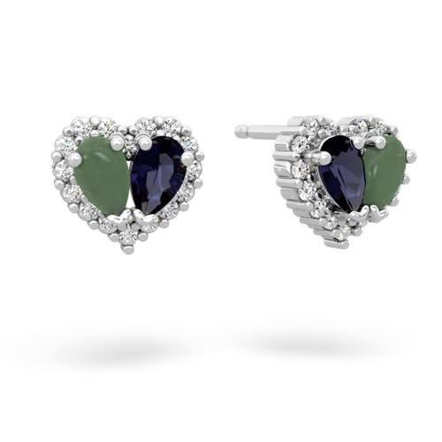 jade-sapphire halo-heart earrings