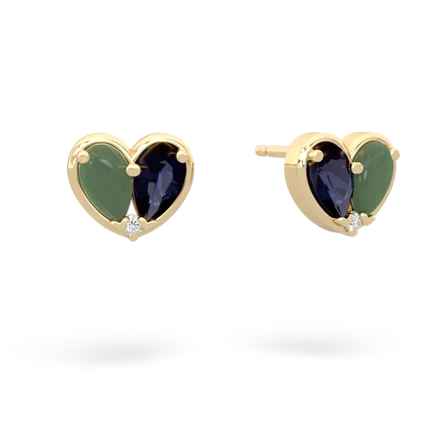 jade-sapphire one heart earrings