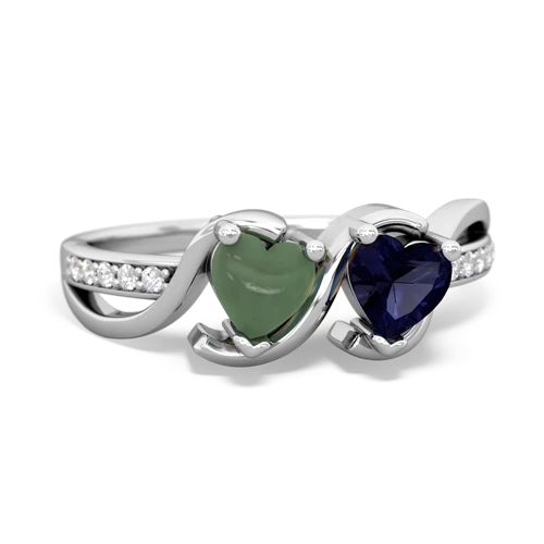 jade-sapphire double heart ring