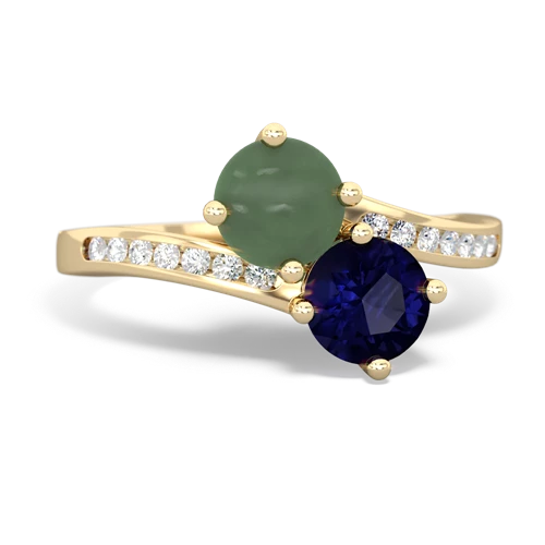 jade-sapphire two stone channel ring