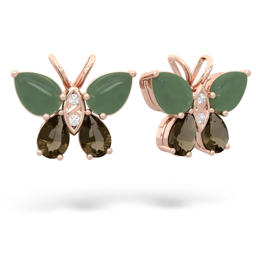 jade-smoky quartz butterfly earrings