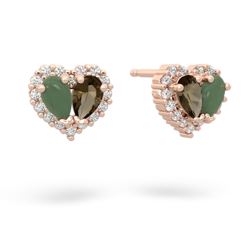 jade-smoky quartz halo-heart earrings