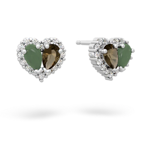 jade-smoky quartz halo-heart earrings