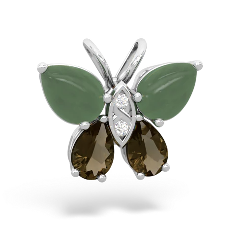 jade-smoky quartz butterfly pendant