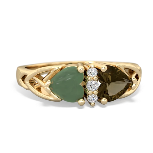 jade-smoky quartz celtic ring